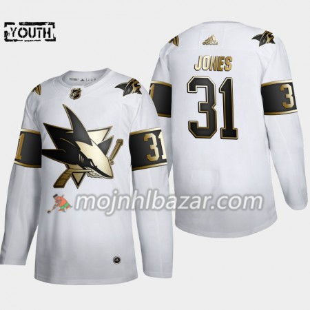 Dresovi San Jose Sharks Martin Jones 31 Adidas 2019-2020 Golden Edition Bijela Authentic - Dječji